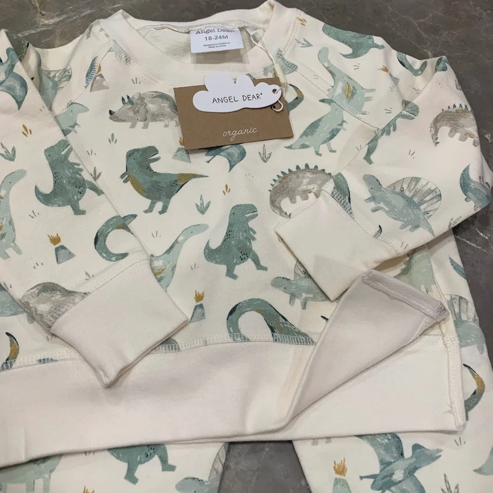 Angel Dear Dino Set, French Terry, Size 18 - 24 months, NEW with tags - Picture 6 of 8
